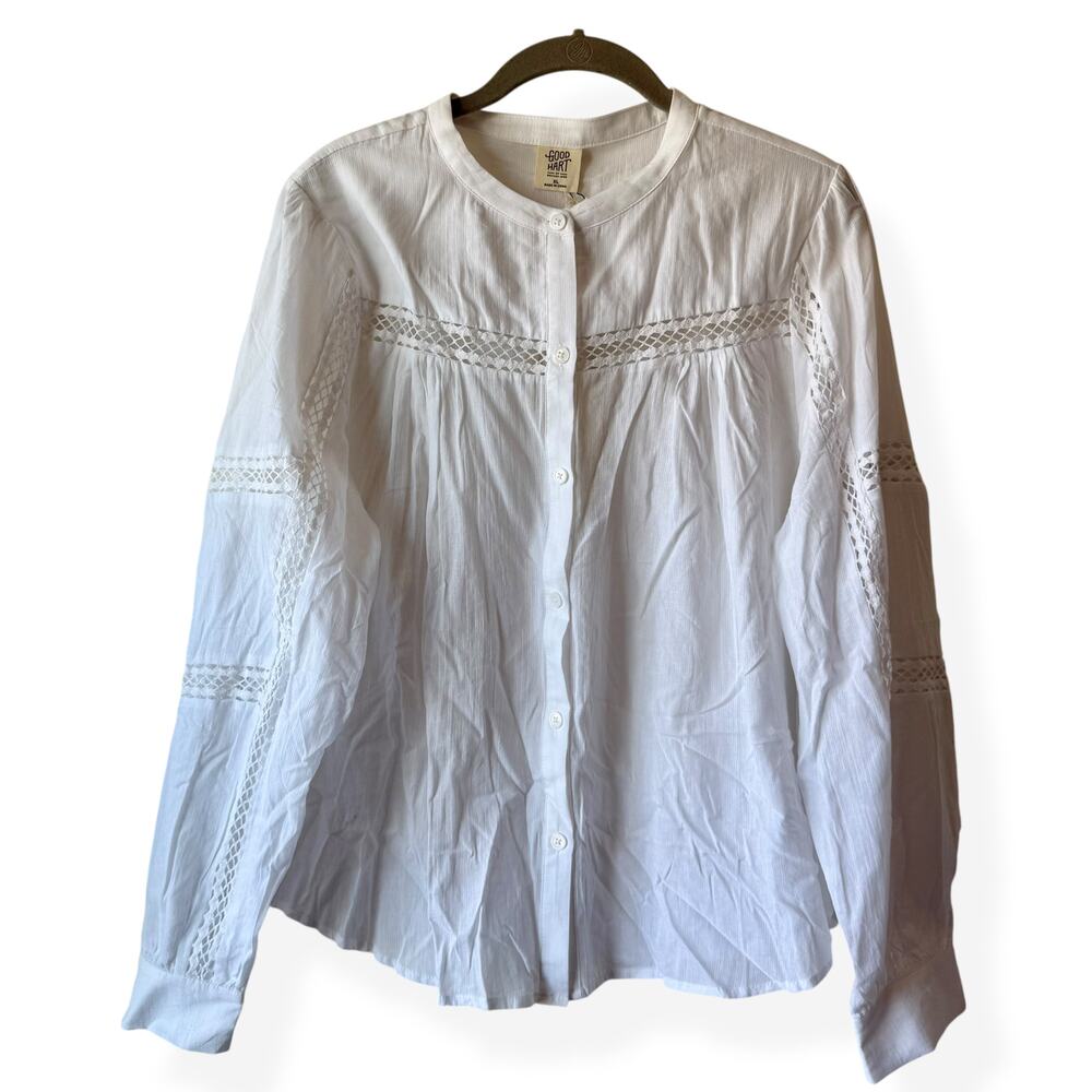 NWT Matilda Jane Good Hart Lydia Blouse Eyelet Crochet Boho Top White XL